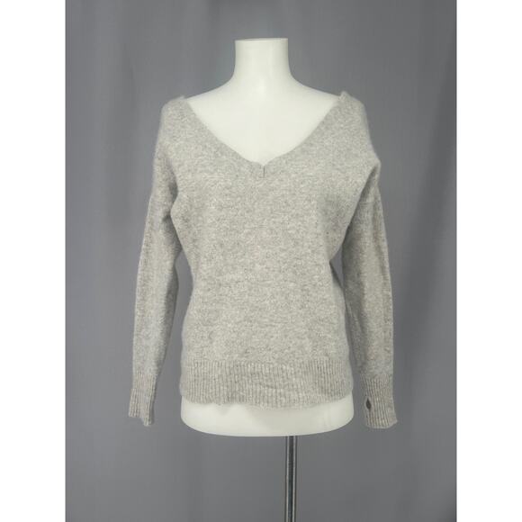 27 Miles Sweaters - 27 Miles Sweater Womens Medium Gray V Neck Fuzzy Knit Pullover Cozy Casual